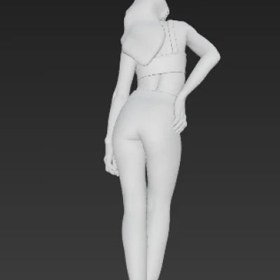 Vợt Casual Woman 3D In Được Hình Nữ Tính Với Quần Jeans Và Áo Crop Top