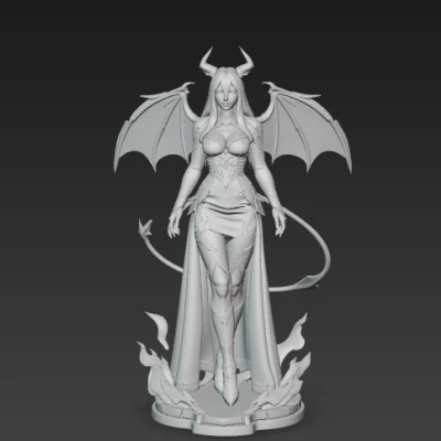 Nữ Hoàng Quỷ - Mô Hình Succubus Fantasy In 3D Có Cánh và Lửa