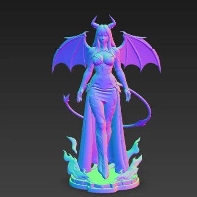 Nữ Hoàng Quỷ - Mô Hình Succubus Fantasy In 3D Có Cánh và Lửa