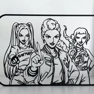 Tranh Line Art K-Pop Demon Hunters Kèm Đế