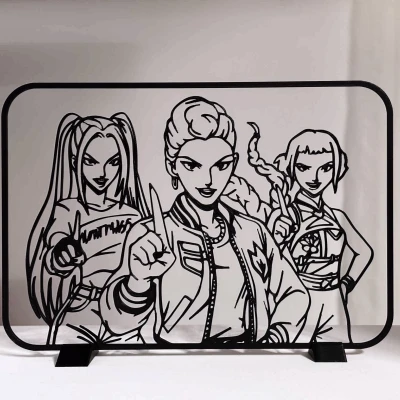 Tranh Line Art K-Pop Demon Hunters Kèm Đế