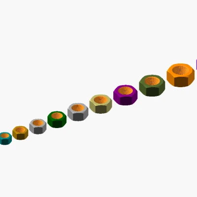 Bộ Đai Ốc Metric Đầy Đủ Phiên Bản 2: Từ M1 đến M64 (dễ in)