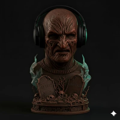 Tượng Bán Thân Chế Độ Kép "Ác Mộng" (Lấy Cảm Hứng Từ Freddy Krueger) & Giá Đỡ Tai Nghe