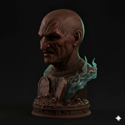 Tượng Bán Thân Chế Độ Kép "Ác Mộng" (Lấy Cảm Hứng Từ Freddy Krueger) & Giá Đỡ Tai Nghe