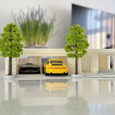 Nhà HotWheels tỉ lệ 1:64 Dual extrusion có gara đôi