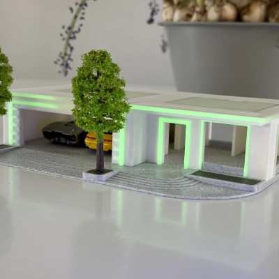 Nhà HotWheels tỉ lệ 1:64 Dual extrusion có gara đôi