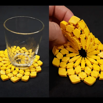 Đế lót ly vải hình hoa hướng dương