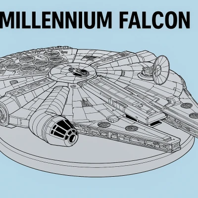 Mô hình Millennium Falcon 3D chi tiết cao, in nguyên khối