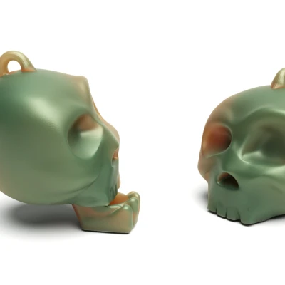Bộ Nhẫn và Móc Khóa Đầu Lâu Khớp Nối Fidget Skull