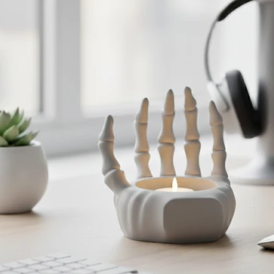 Chậu Cây / Chân Nến Tay Bộ Xương