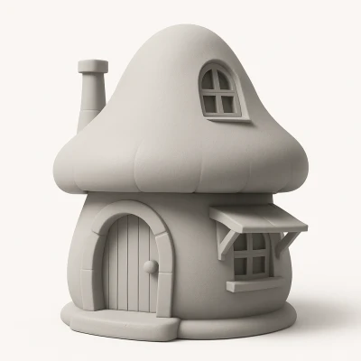 Nhà Nấm Smurf Trên Đèn Nến