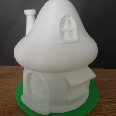 Nhà Nấm Smurf Trên Đèn Nến