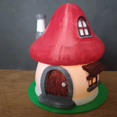 Nhà Nấm Smurf Trên Đèn Nến