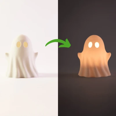 Mô Hình Đèn Trà Hình Ma Dễ Thương (File STL, Chỉ Dùng Cho Nến LED)