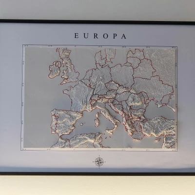 Bản Đồ Địa Hình Châu Âu Nổi 3D