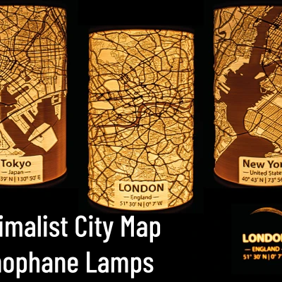 Đèn Lithophane Bản đồ Thành phố Tối giản