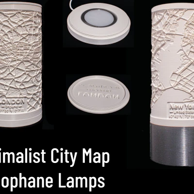 Đèn Lithophane Bản đồ Thành phố Tối giản