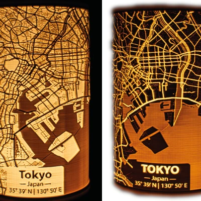 Đèn Lithophane Bản đồ Thành phố Tối giản