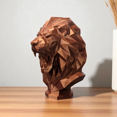 Tượng Đầu Sư Tử Hình Khối Học (Geometric Lion Bust)
