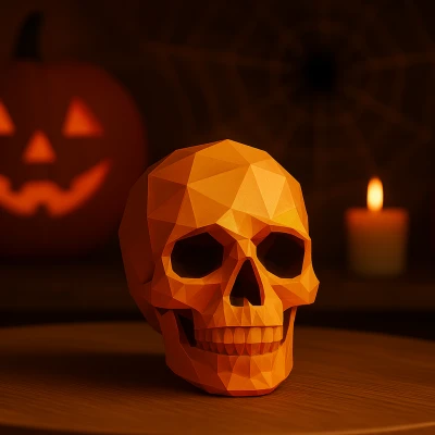 Mô Hình Đầu Lâu Low-Poly Halloween