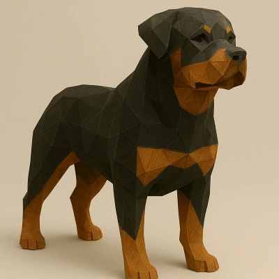 Mô Hình 3D Rottweiler Phong Cách Low Poly