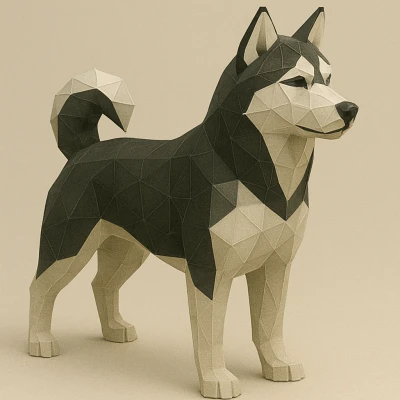 Mô hình 3D Husky Siberia Phong cách Low Poly
