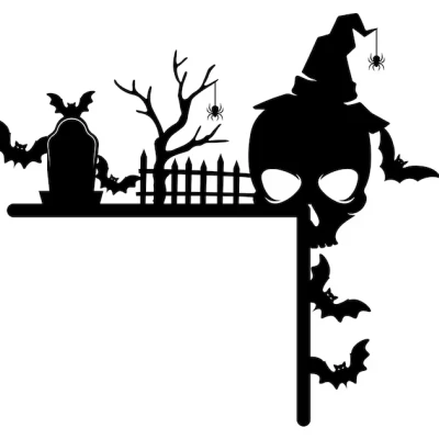 Hộp Sọ Trang Trí Góc Cửa Halloween