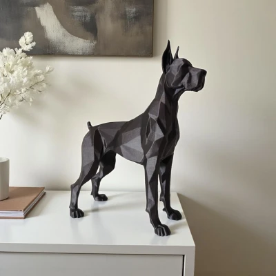 Tượng Chó Great Dane Low Poly Canh Gác