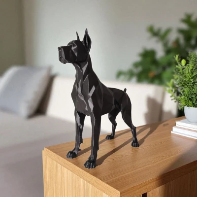 Tượng Chó Great Dane Low Poly Canh Gác