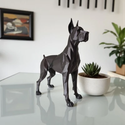 Tượng Chó Great Dane Low Poly Canh Gác