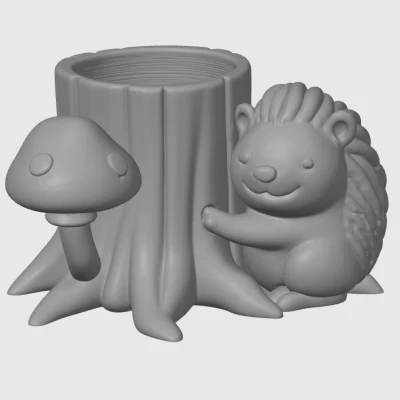 Khúc Gỗ Tròn, Nhím Rừng & Nấm - Hộp / Khay Đựng Bút