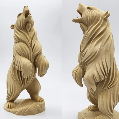 Tượng Gấu Xám Gỗ Tự Nhiên