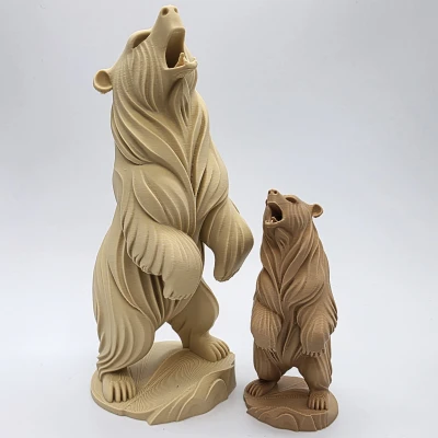 Tượng Gấu Xám Gỗ Tự Nhiên