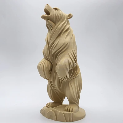 Tượng Gấu Xám Gỗ Tự Nhiên