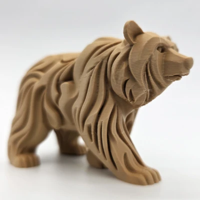 Tượng Gấu Đi Bộ Chạm Khắc Gỗ