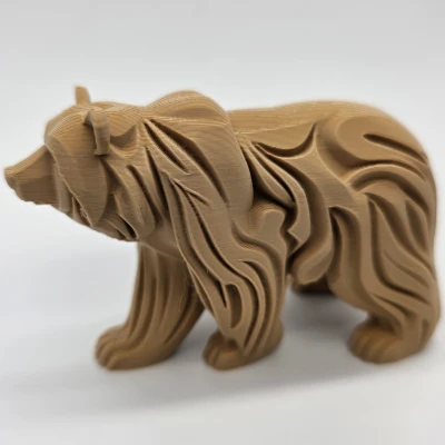 Tượng Gấu Đi Bộ Chạm Khắc Gỗ