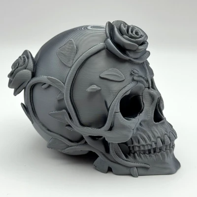 Mô Hình Đầu Lâu Cành Hoa Hồng 3D