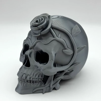 Mô Hình Đầu Lâu Cành Hoa Hồng 3D