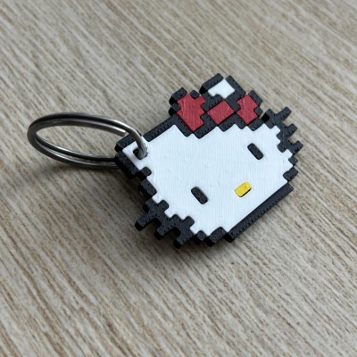 Móc Khóa Hello Kitty 8-bit Lắp Ráp Đa Mảnh – Dễ Dàng Không Cần Keo