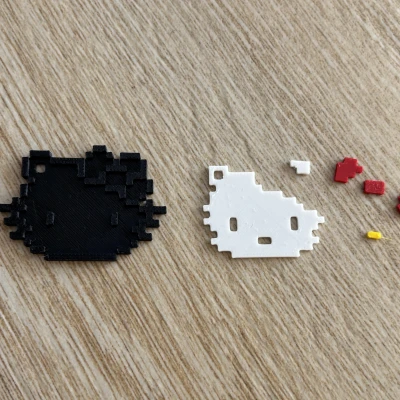 Móc Khóa Hello Kitty 8-bit Lắp Ráp Đa Mảnh – Dễ Dàng Không Cần Keo
