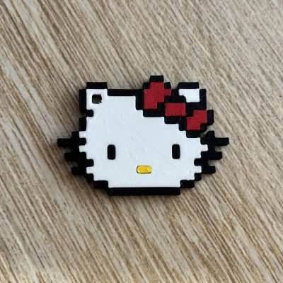 Móc Khóa Hello Kitty 8-bit Lắp Ráp Đa Mảnh – Dễ Dàng Không Cần Keo
