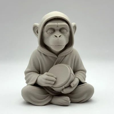 Chú Khỉ Chơi Trống - Tượng Trang Trí Thiền Định