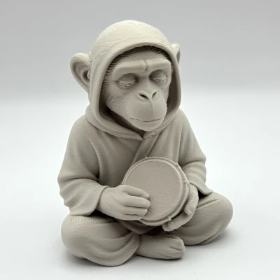 Chú Khỉ Chơi Trống - Tượng Trang Trí Thiền Định