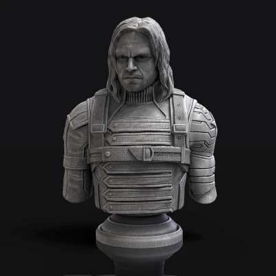 Bức Tượng Bán Thân Winter Soldier (Phiên Bản Không Mặt Nạ)