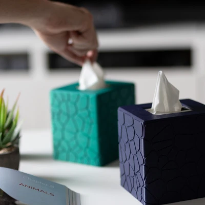 Vỏ Hộp Giấy Ăn (nhỏ, vuông) #2 - Hoa Văn Đá Cong