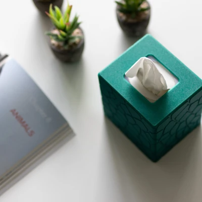 Vỏ Hộp Giấy Ăn (nhỏ, vuông) #2 - Hoa Văn Đá Cong