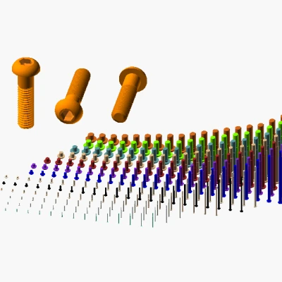 Hàng trăm Ốc Vít Vòm Metric V2 Từ M2 Đến M64 (Dễ In)