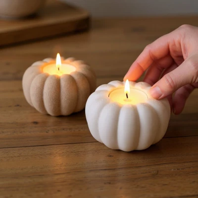 Chân Nến Tealight Hình Bí Ngô Mùa Thu (Có Đèn LED)