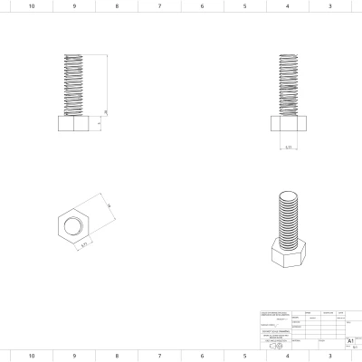 Ốc và Đai Ốc M6 × 1 mm (In 3D, Ren Hệ Mét ISO)