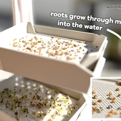 Bộ Trồng Rau Mầm / Giá Ươm Cải Xoong - Bộ Kit Bao Gồm Lưới Hạt, Giá Đỡ Xếp Chồng, Nắp Đậy + Hướng Dẫn